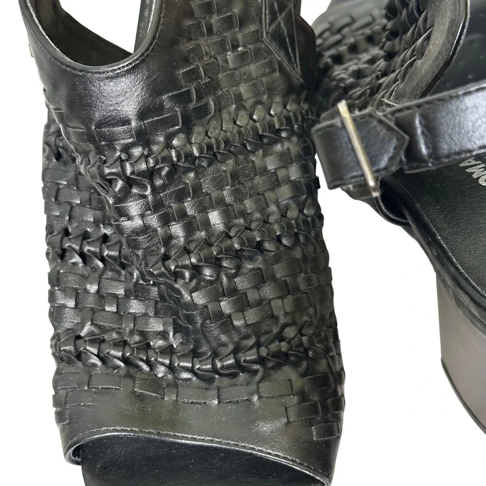 Sonoma‎ Goods For Life Women's Black Woven Open Toe Slingback Heeled Sandals